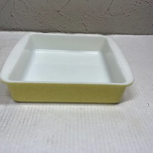Vintage Pyrex Desert Dawn Yellow Speckled Square Baking‎ Dish Made in USA #222